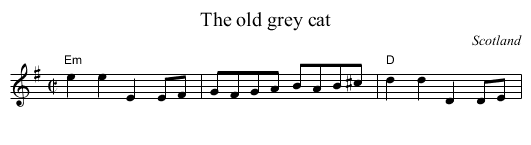 old grey cat, The  - staff notation