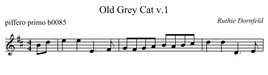 Old Grey Cat v.1 - staff notation