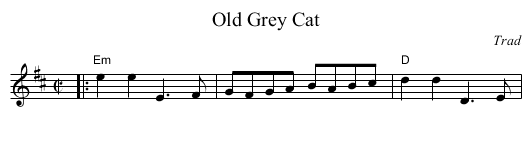 Old Grey Cat - staff notation