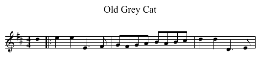 Old Grey Cat - staff notation