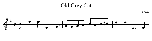 Old Grey Cat - staff notation