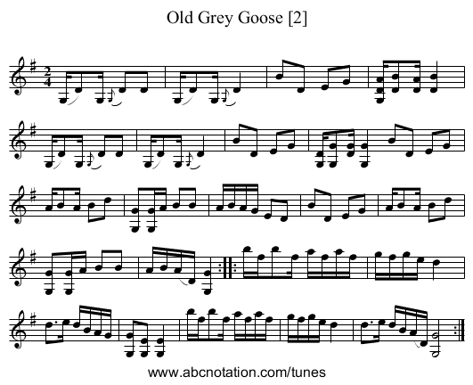 Old Grey Goose [2] - staff notation