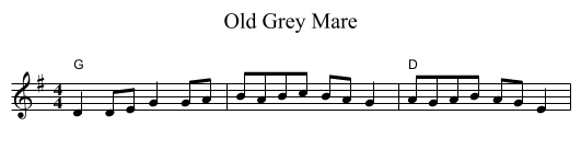 Old Grey Mare - staff notation