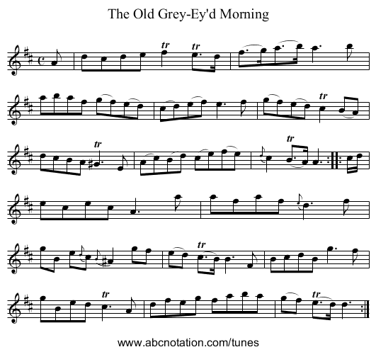 Old Grey-Ey'd Morning, The - staff notation