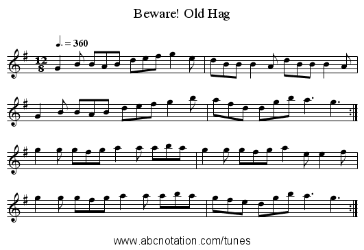 Old Hag, Beware! - staff notation