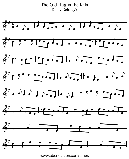 Old Hag in the Kiln, The - staff notation