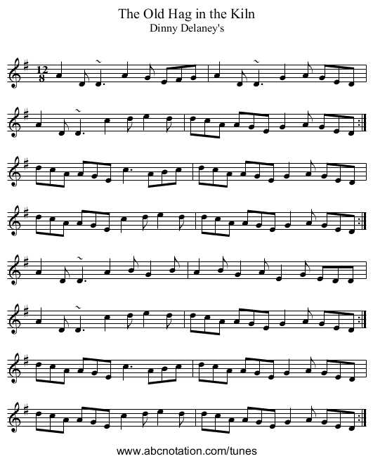 Old Hag in the Kiln, The - staff notation