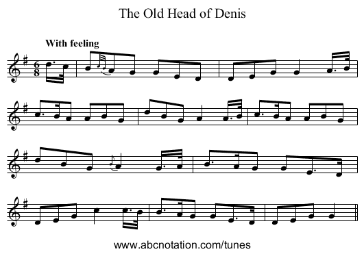 Old Head of Denis, The - staff notation