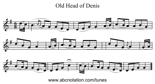 Old Head of Denis - staff notation