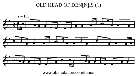 OLD HEAD OF DEN[N]IS (1) - staff notation