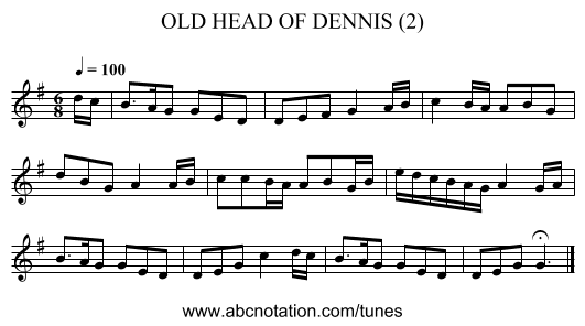 OLD HEAD OF DENNIS (2) - staff notation