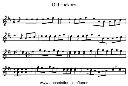 Old Hickory - staff notation