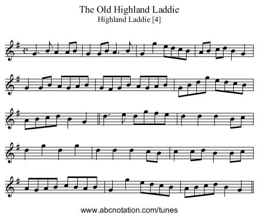 Old Highland Laddie, The - staff notation
