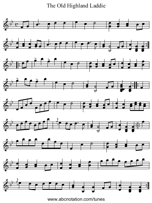 Old Highland Laddie, The - staff notation