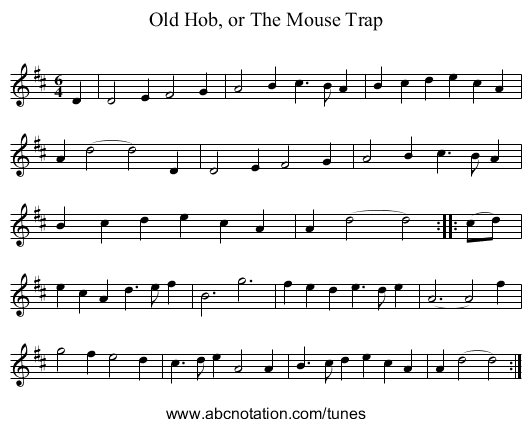 Old Hob, or The Mouse Trap - staff notation