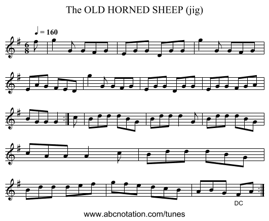 OLD HORNED SHEEP (jig), The - staff notation