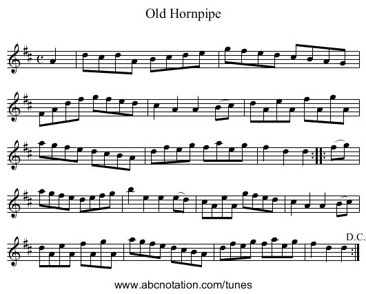Old Hornpipe - staff notation
