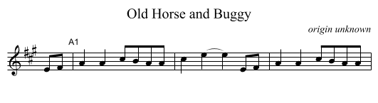 Old Horse and Buggy - staff notation
