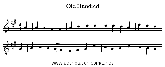 Old Hundred - staff notation