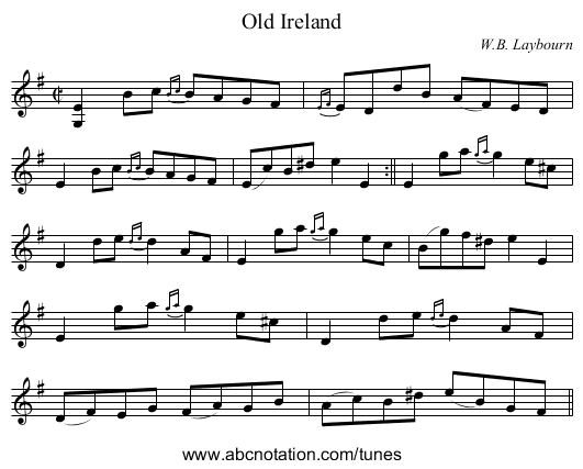 Old Ireland - staff notation