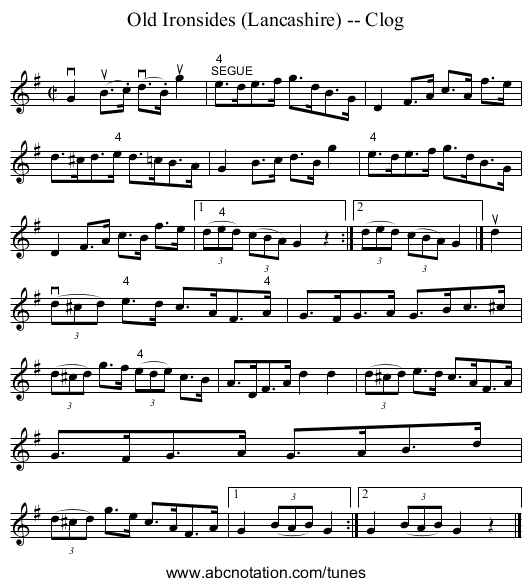 Old Ironsides (Lancashire) -- Clog - staff notation