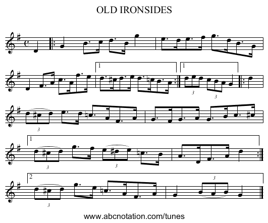 OLD IRONSIDES - staff notation