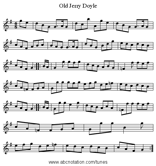 Old Jerry Doyle - staff notation