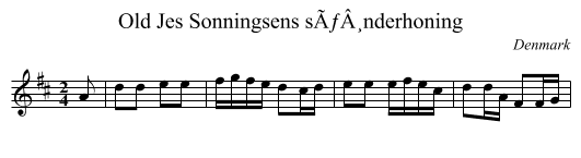 Old Jes Sonningsens sÃƒÂ¸nderhoning - staff notation