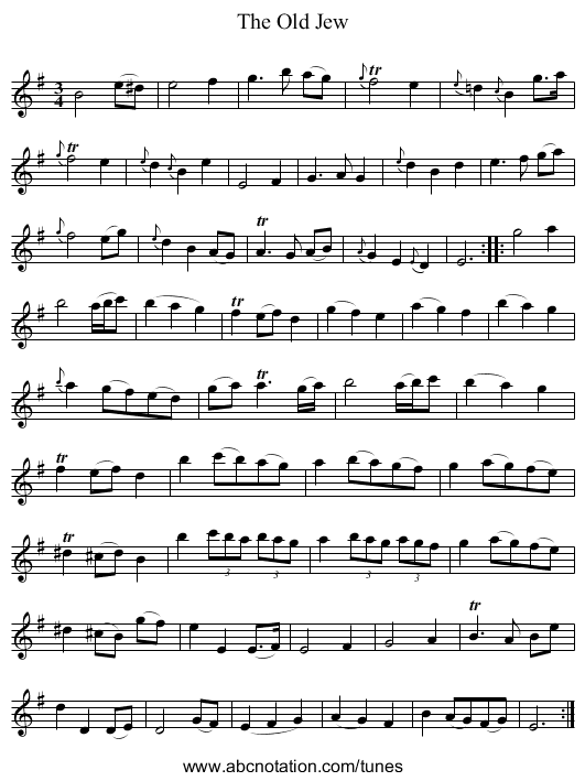 Old Jew, The - staff notation