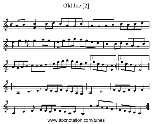 Old Joe [2] - staff notation