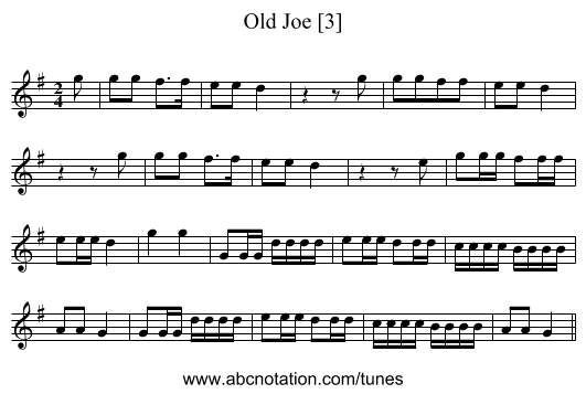 Old Joe [3] - staff notation