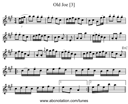 Old Joe [3] - staff notation