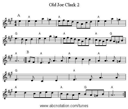 Old Joe Clark 2 - staff notation