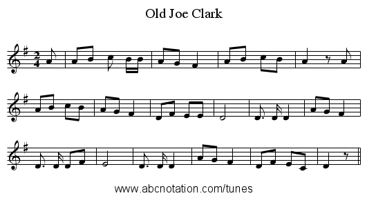 Old Joe Clark - staff notation