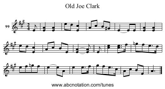 Old Joe Clark - staff notation