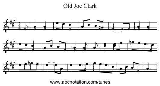 Old Joe Clark - staff notation