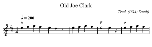 Old Joe Clark - staff notation