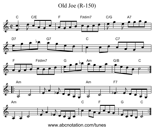 Old Joe (R-150) - staff notation