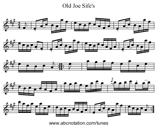Old Joe Sife's - staff notation