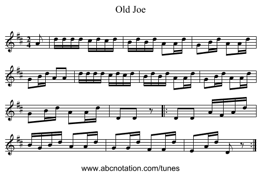 Old Joe - staff notation