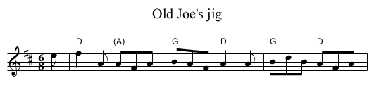 Old Joe's jig - staff notation