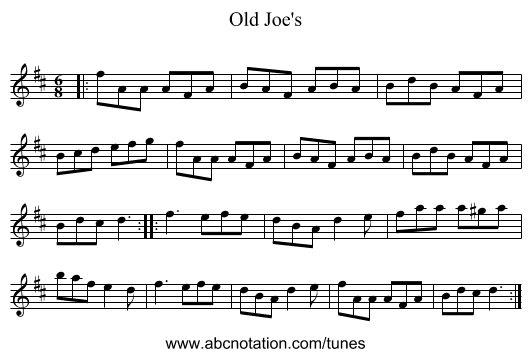 Old Joe's - staff notation