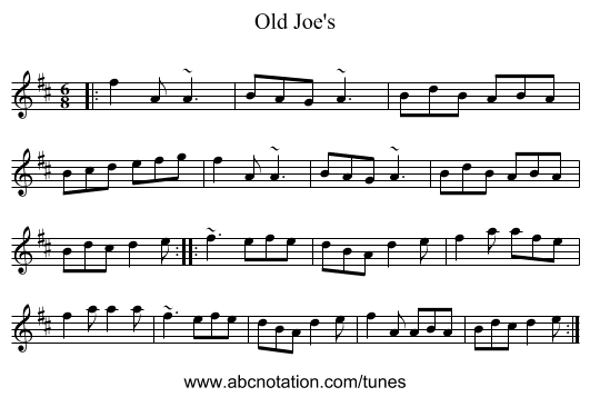 Old Joe's - staff notation