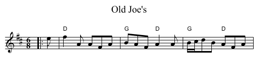 Old Joe's - staff notation