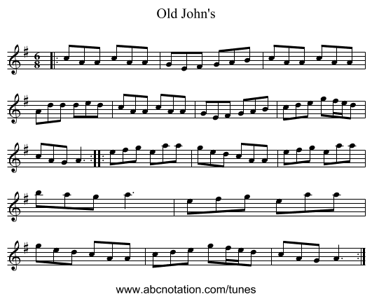 Old John's - staff notation