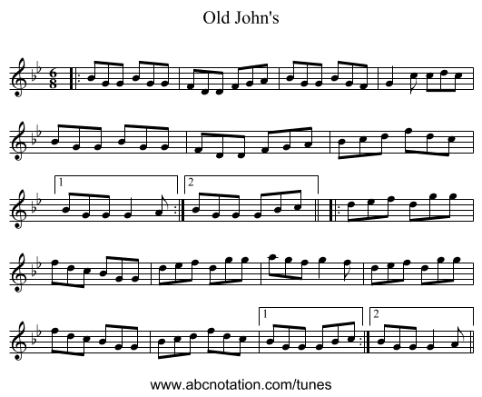 Old John's - staff notation