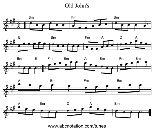 Old John's - staff notation