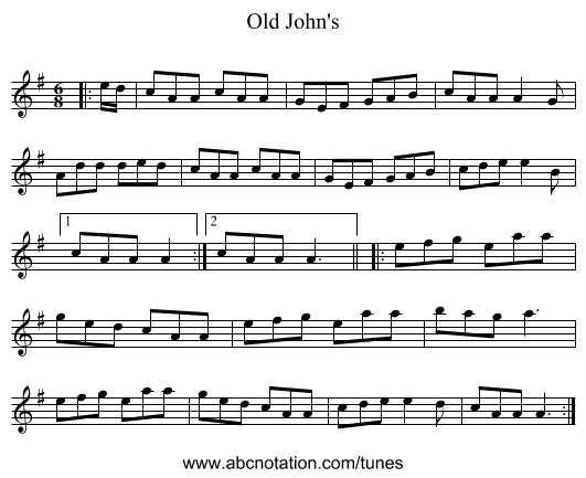 Old John's - staff notation
