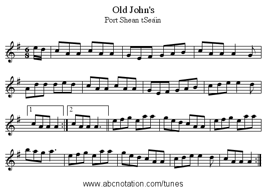 Old John's - staff notation