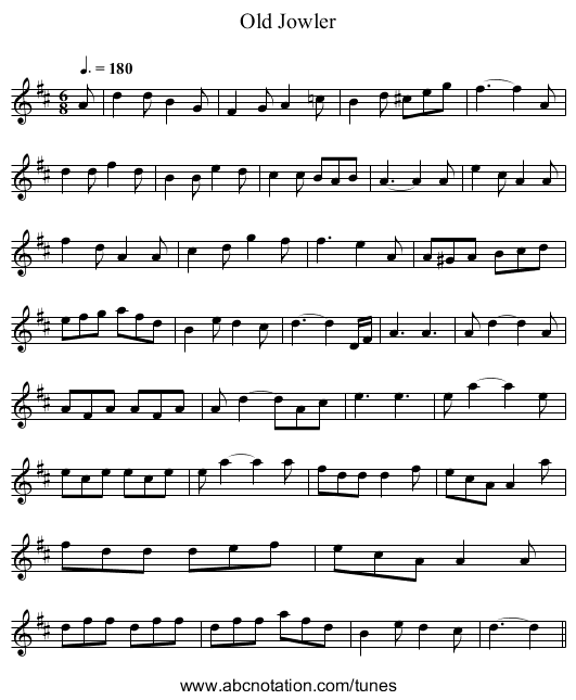 Old Jowler - staff notation